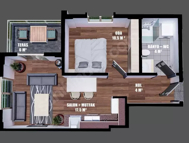 Квартиры эконом-класса (1+1) в Бодруме. Провинция Мугла.