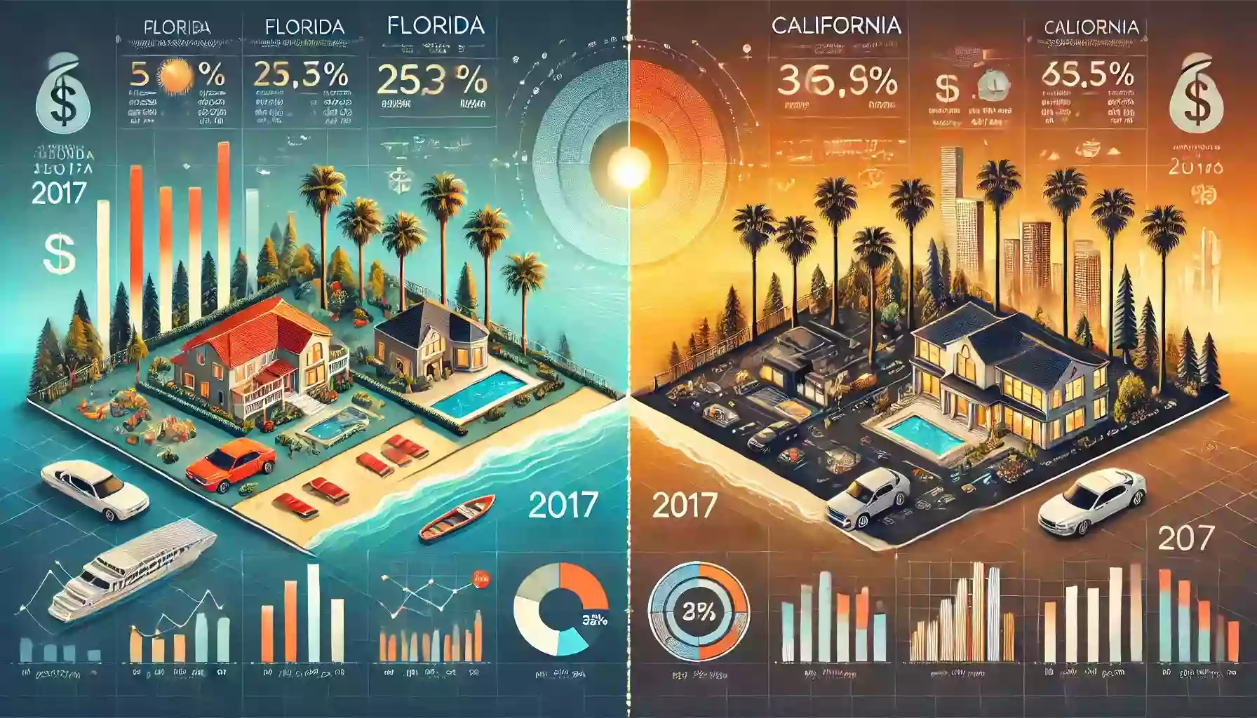 Real estate in the USA: price trends in California and Florida