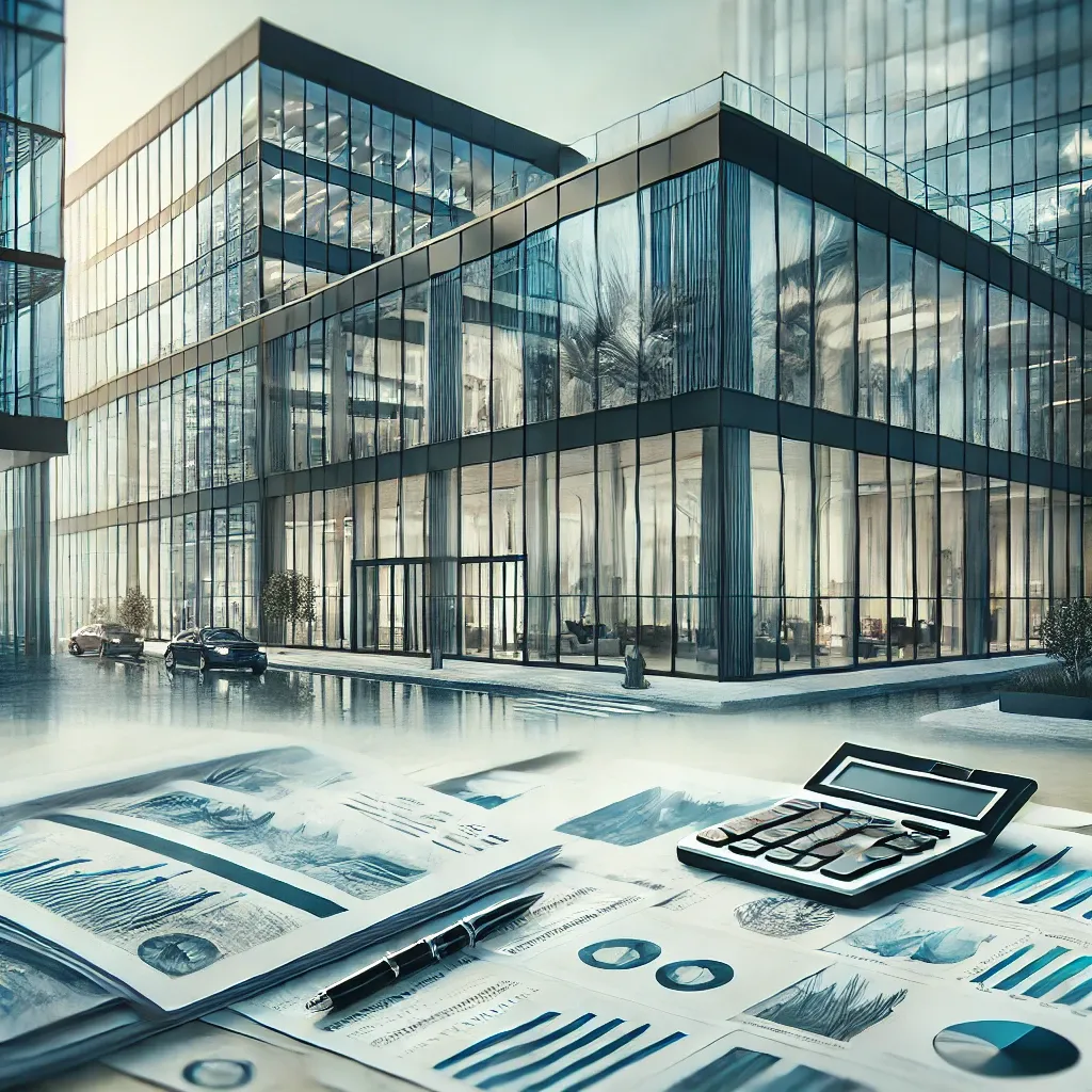 What are the expense and income items associated with owning commercial real estate?