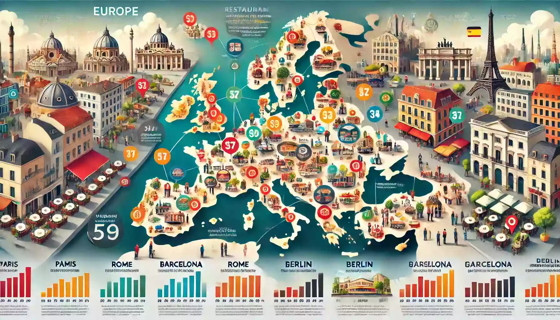 How do cafes and restaurants affect the attractiveness of European cities for living?