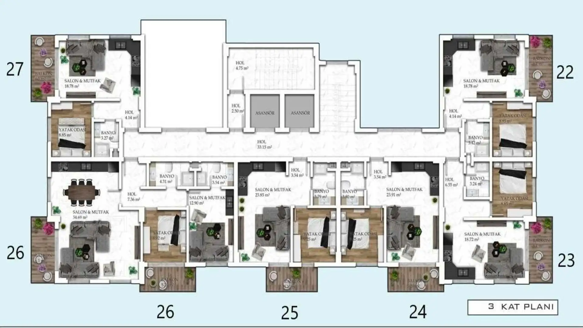 Квартира 55м² в Турции, Авсаллар. Стоимостью 91984£ аренда фото-23