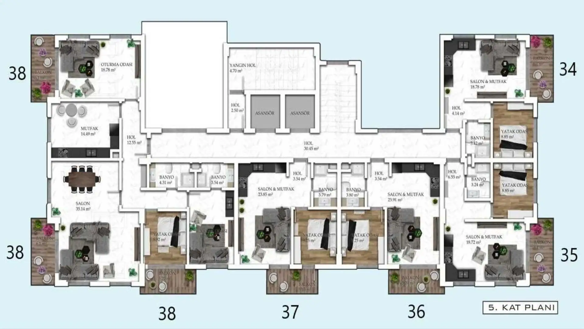 Квартира 55м² в Турции, Авсаллар. Стоимостью 91984£ аренда фото-25