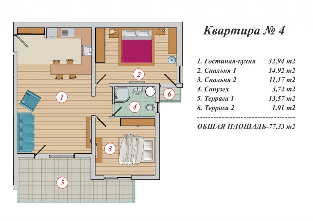 Квартира 77м² в Черногории, Будва. Стоимостью 142000€ аренда фото-11