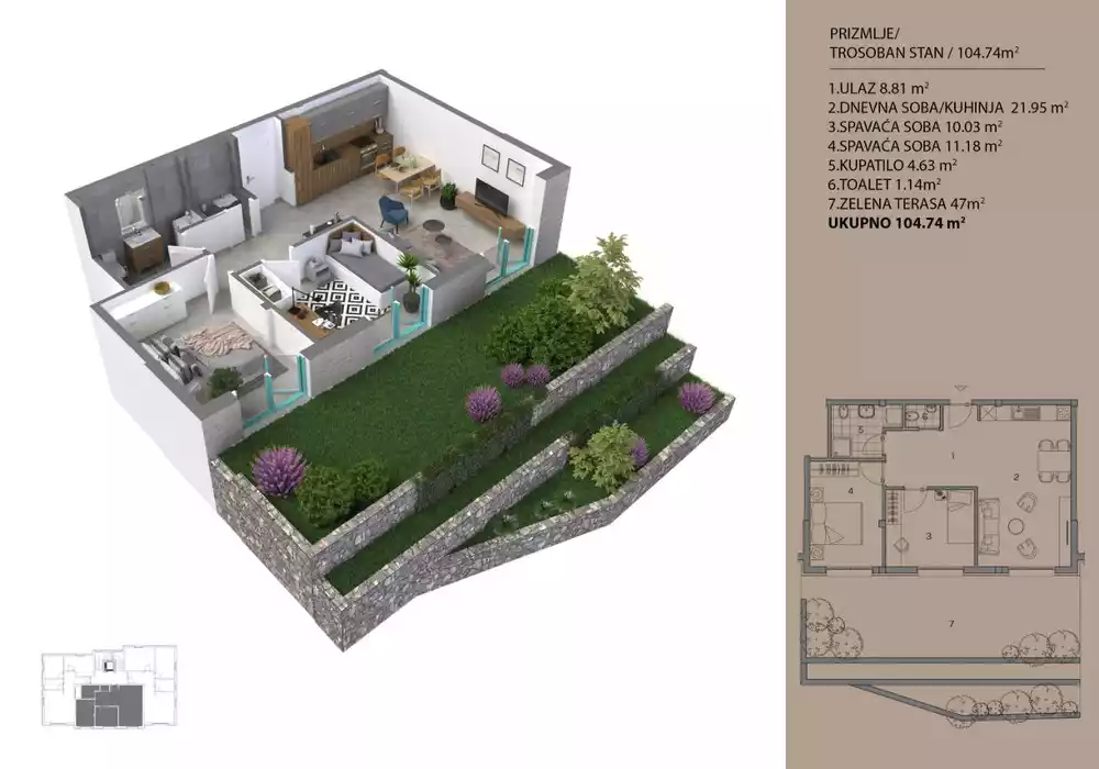 Квартира 105м² в Черногории, Доброта. Стоимостью 320000€ аренда фото-24