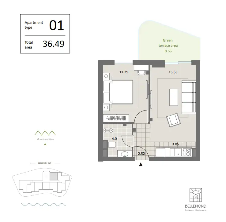 Квартира 36м² в Черногории, Будва. Стоимостью 215000€ аренда фото-4
