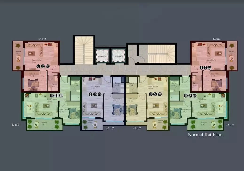 Квартира 43м² в Турции, Авсаллар. Стоимостью 127000€ аренда фото-27