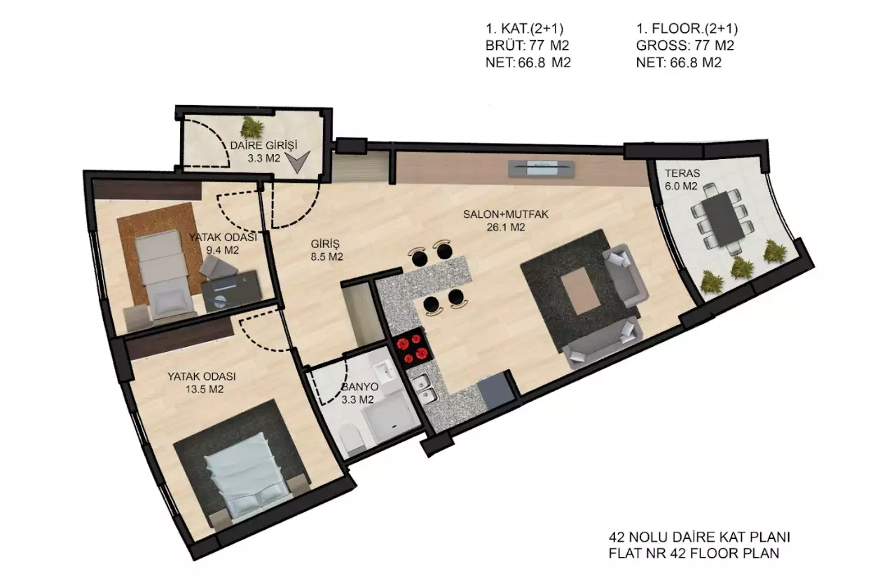 Квартира 66м² в Кипре, Лапитос. Стоимостью 188000€ аренда фото-31