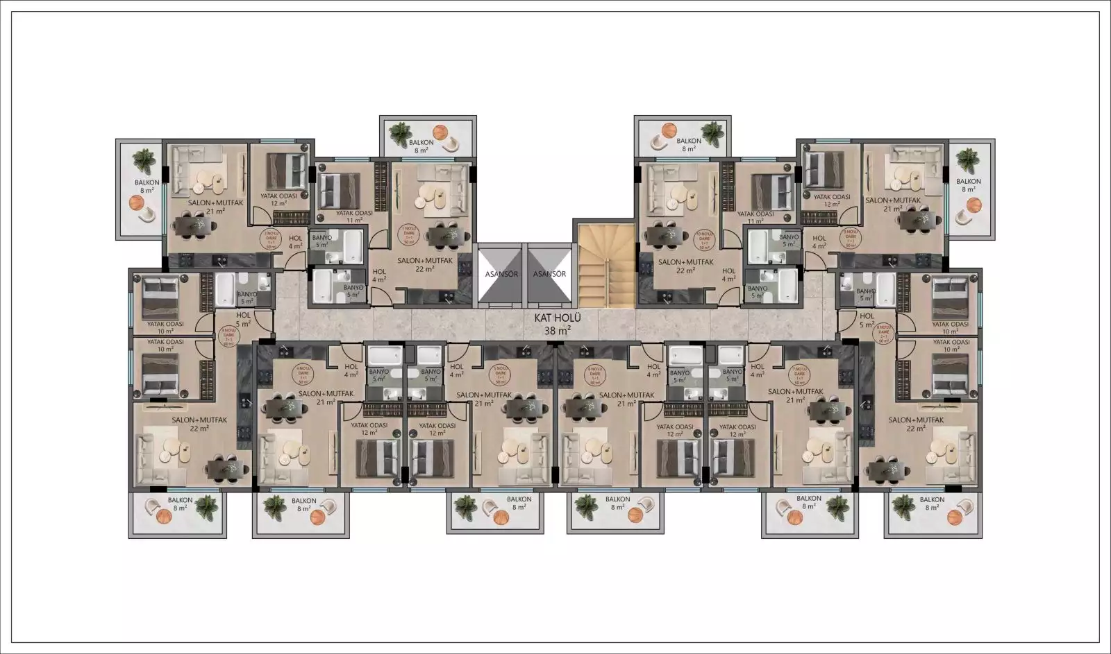 Квартира 50м² в Турции, Конаклы. Стоимостью 90000€ аренда фото-8