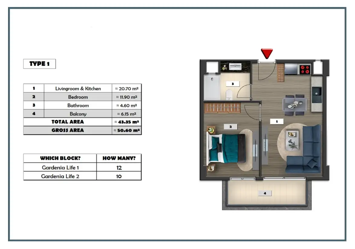 Квартира 44м² в Турции, Джикджилли. Стоимостью 159000€ аренда фото-31