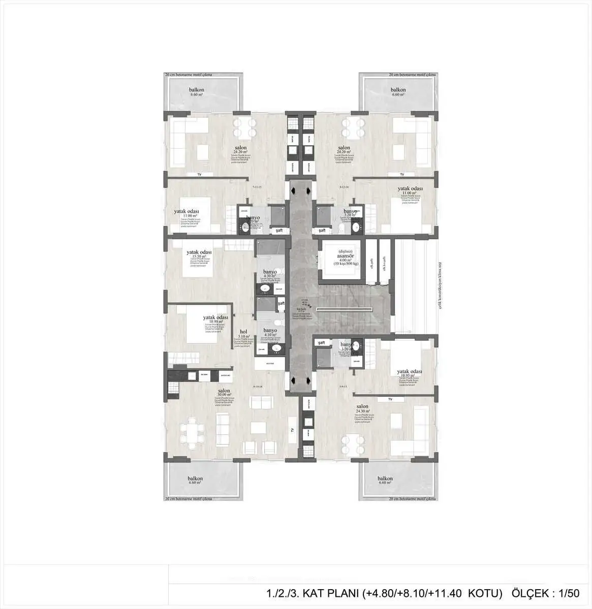 Квартира 50м² в Турции, Махмутлар. Стоимостью 148000€ аренда фото-29