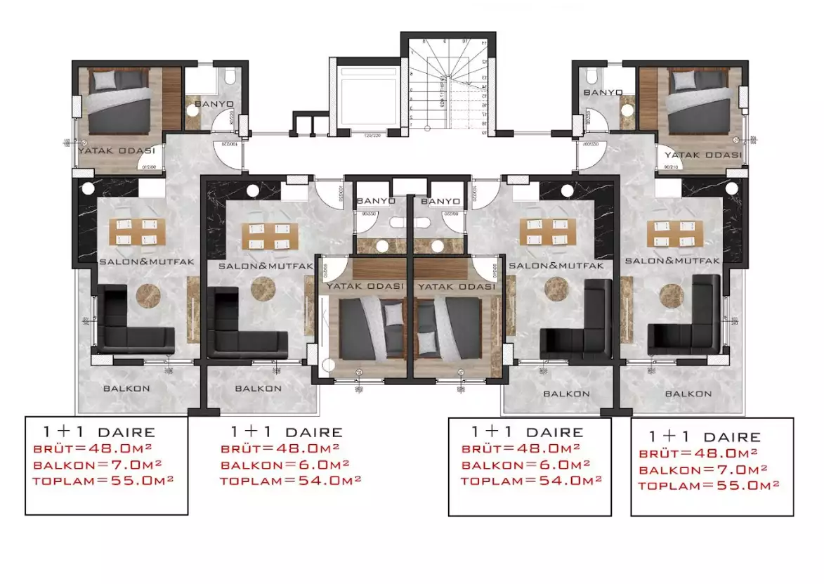 Квартира 55м² в Турции, Авсаллар. Стоимостью 95000€ аренда фото-13