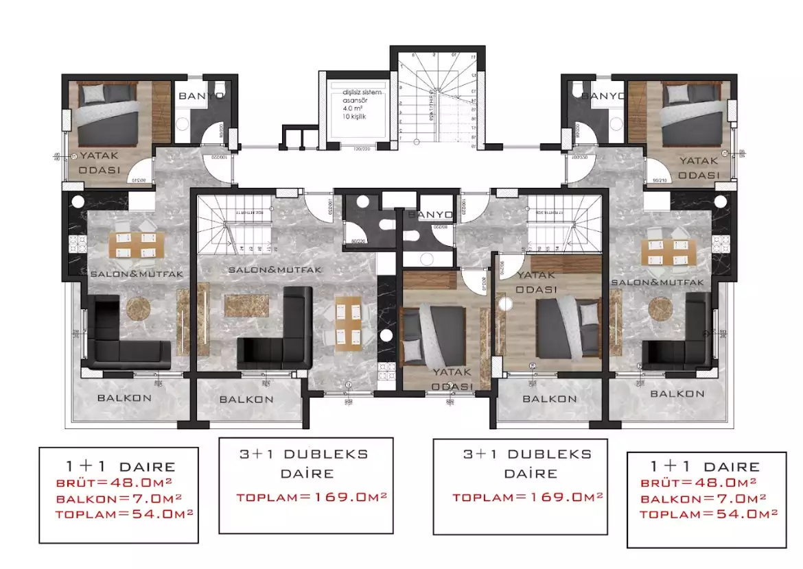 Квартира 55м² в Турции, Авсаллар. Стоимостью 95000€ аренда фото-14