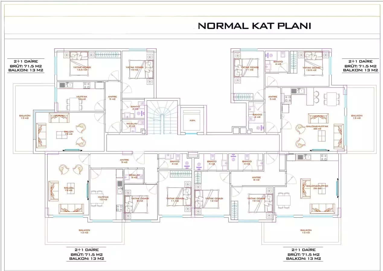 Квартира 85м² в Турции, Конаклы. Стоимостью 143000€ аренда фото-5
