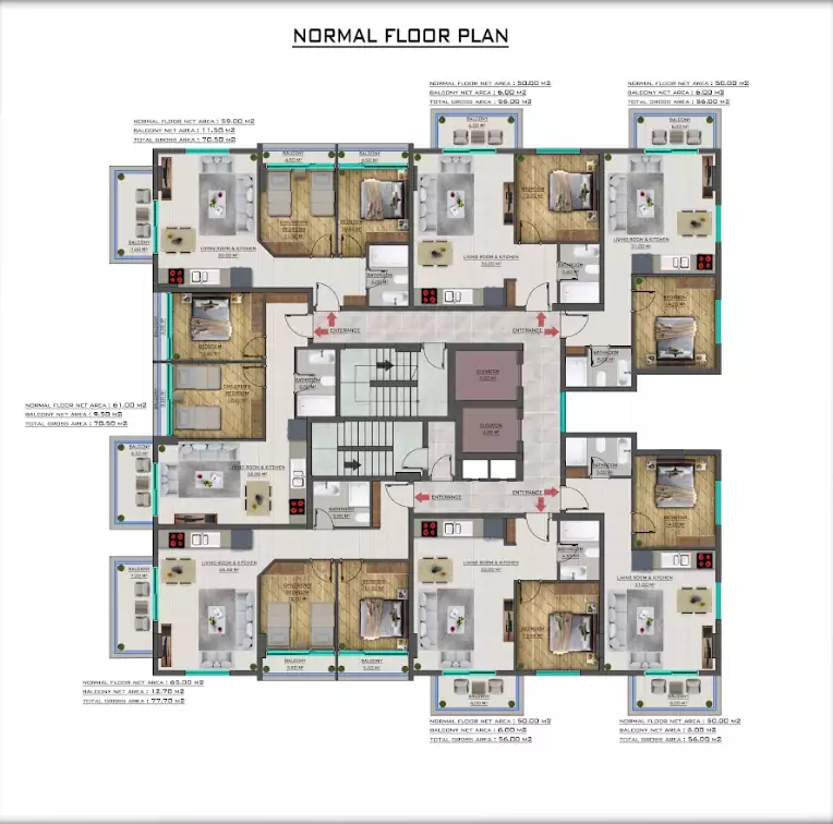 Квартира 56м² в Турции, Махмутлар. Стоимостью 142500€ аренда фото-17