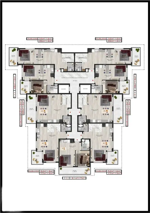 Квартира 53м² в Турции, Каргыджак. Стоимостью 145000€ аренда фото-17