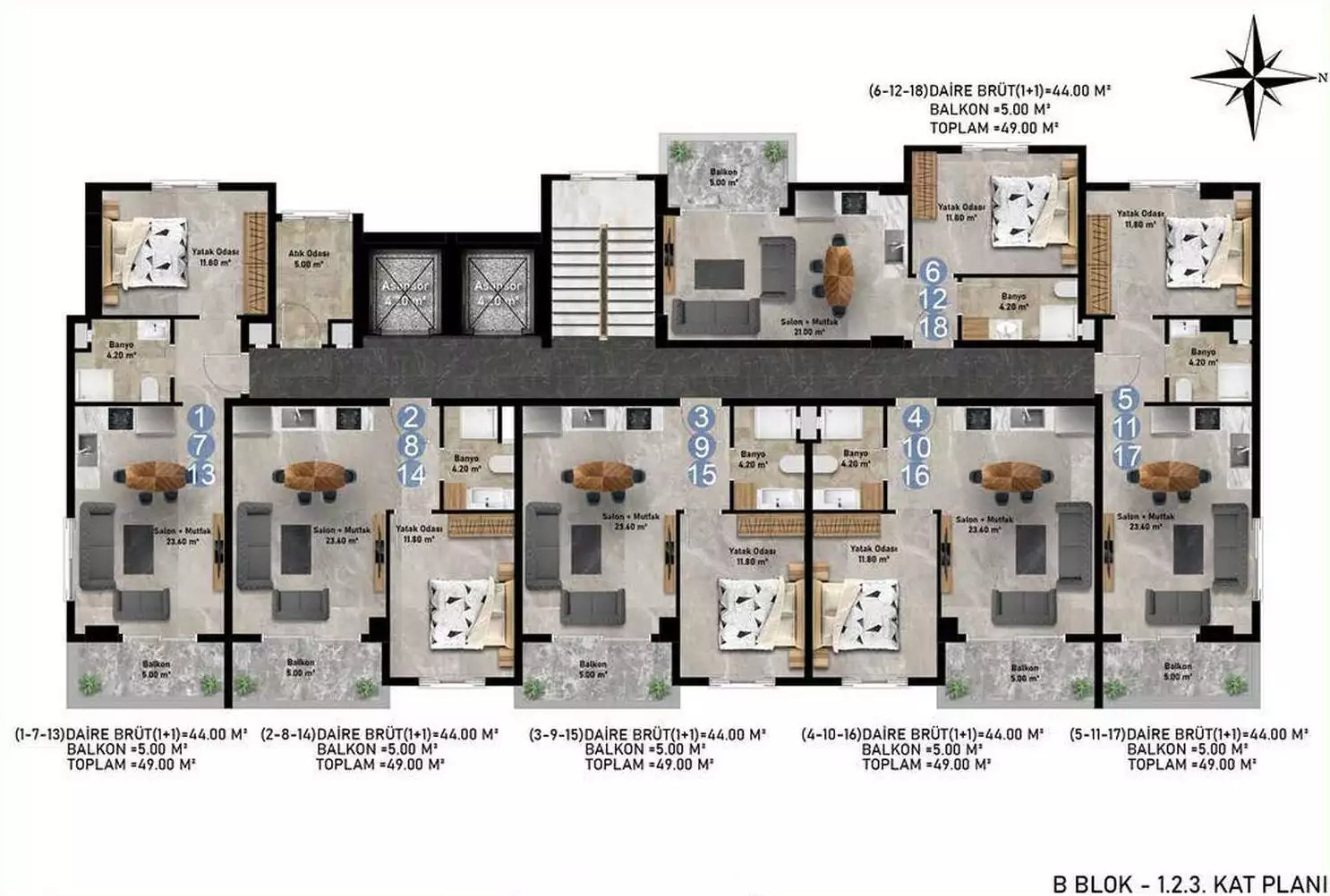 Квартира 50м² в Турции, Махмутлар. Стоимостью 115000€ аренда фото-29
