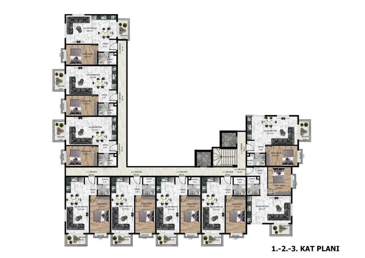 Квартира 56м² в Турции, Каргыджак. Стоимостью 169000€ аренда фото-18