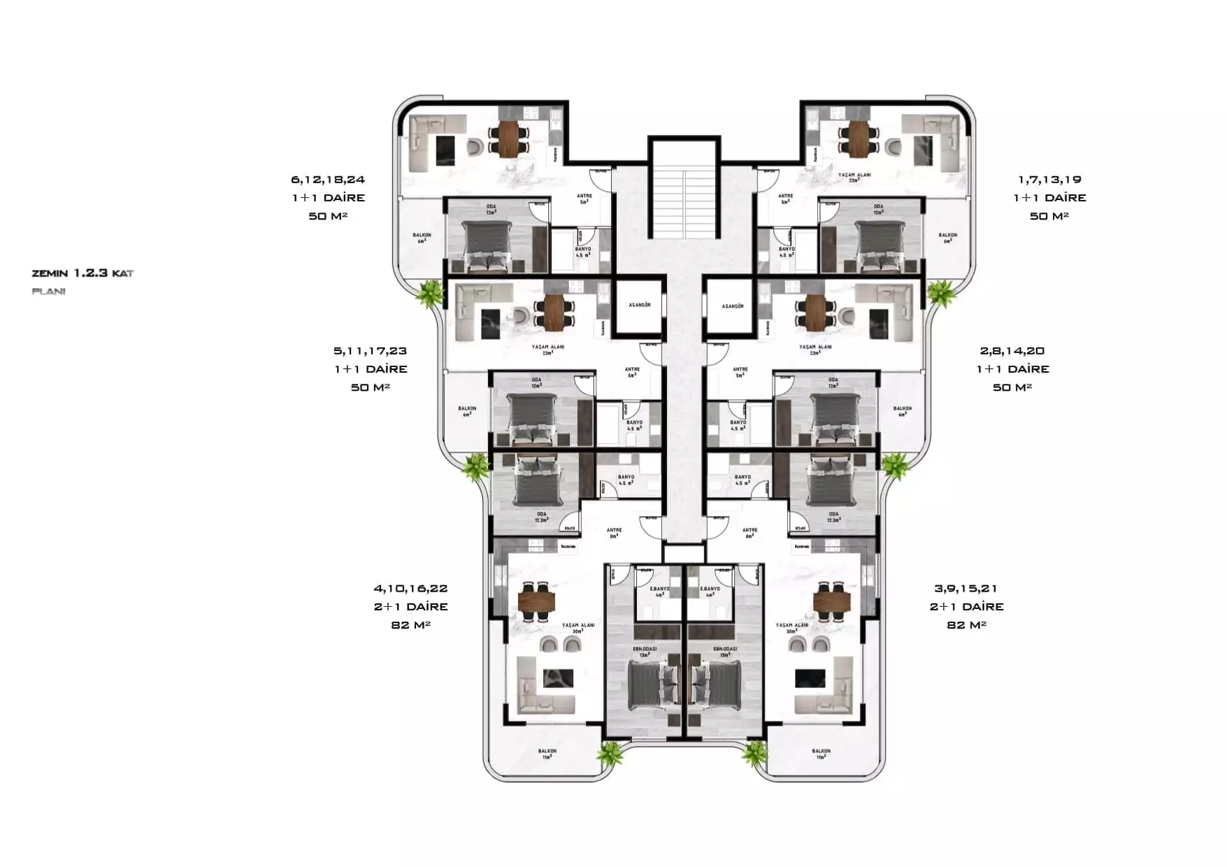 Квартира 50м² в Турции, Махмутлар. Стоимостью 149000€ аренда фото-9