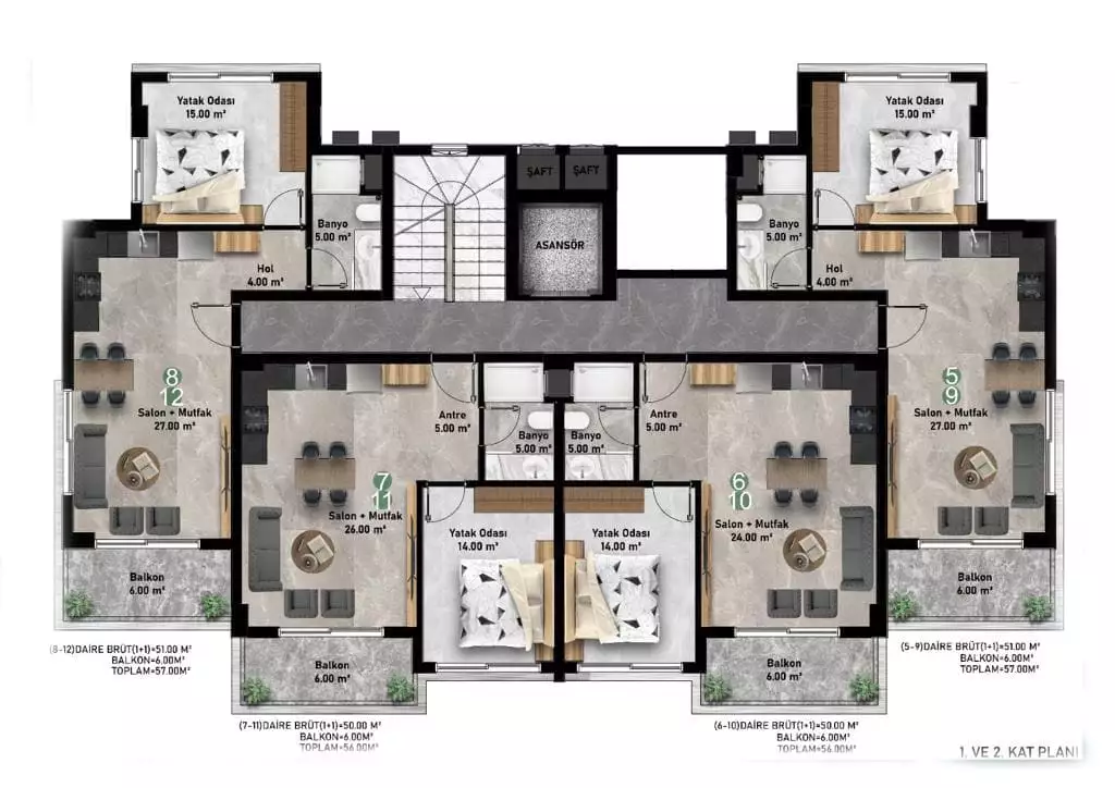 Квартира 56м² в Турции, Аланья. Стоимостью 185000€ аренда фото-22