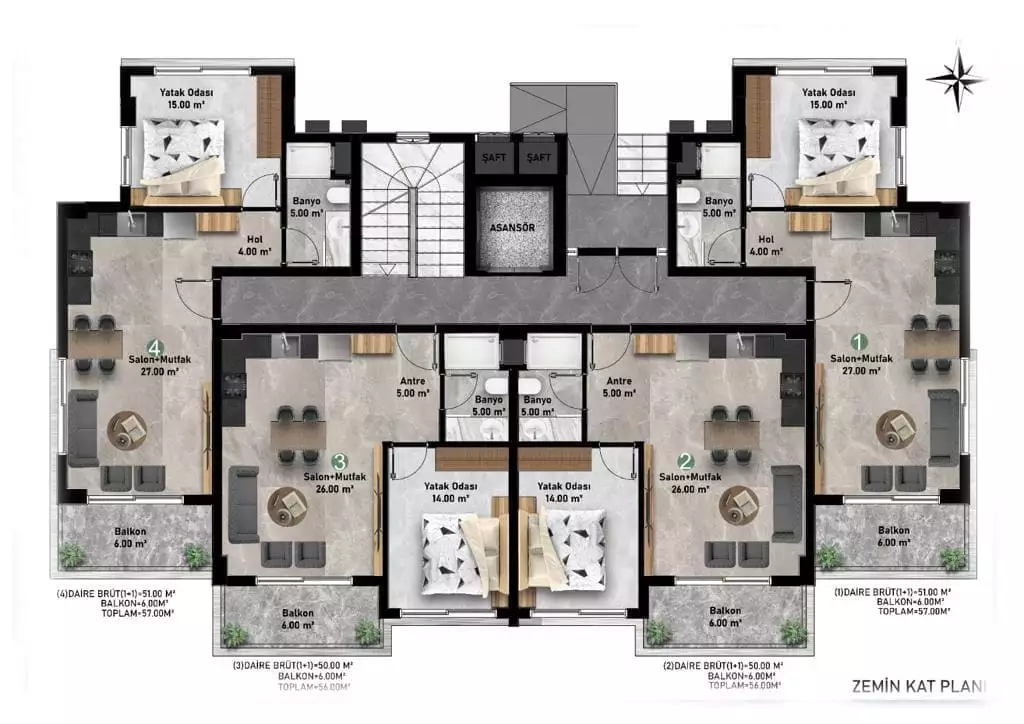 Квартира 56м² в Турции, Аланья. Стоимостью 185000€ аренда фото-26