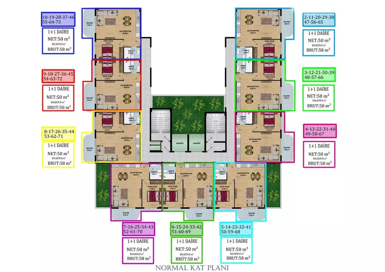 Квартира 58м² в Турции, Авсаллар. Стоимостью 99500€ аренда фото-24