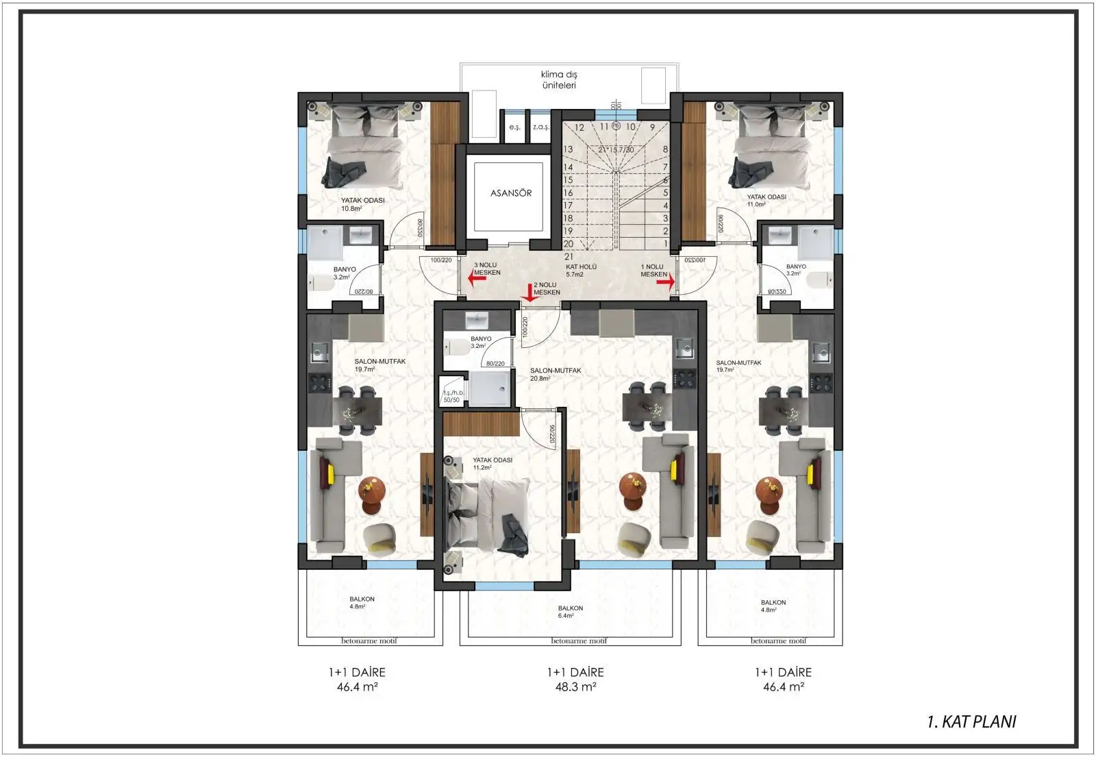 Квартира 47м² в Турции, Демирташ. Стоимостью 120000€ аренда фото-24