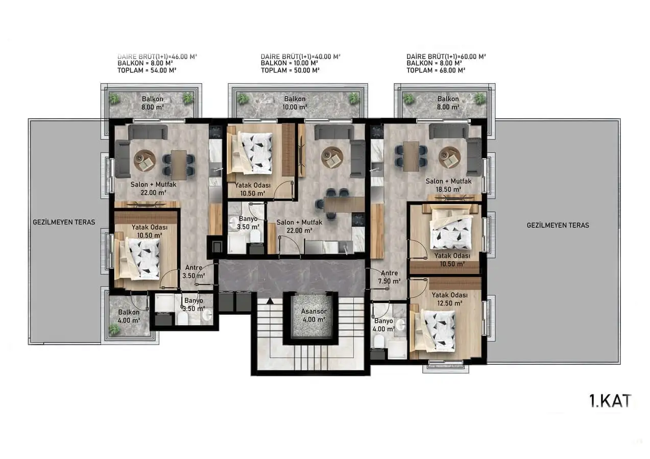 Квартира 53м² в Турции, Кестель. Стоимостью 150000€ аренда фото-22