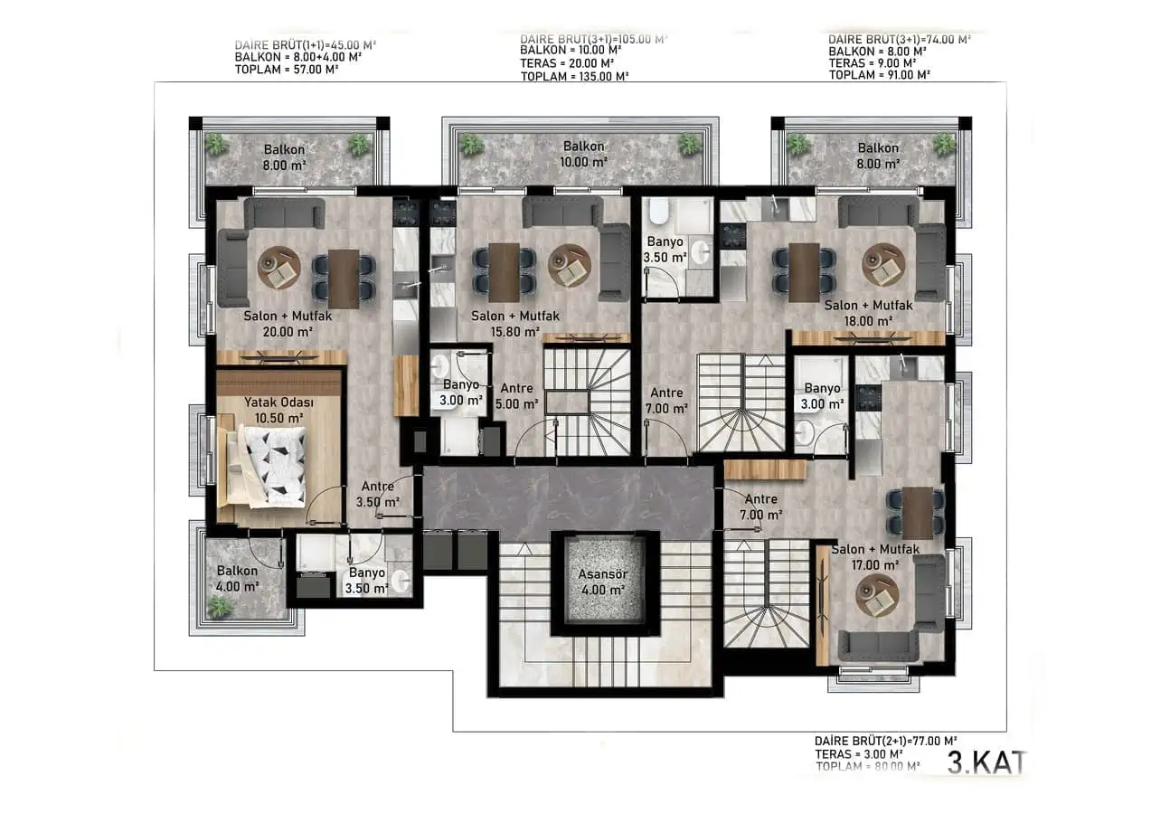 Квартира 53м² в Турции, Кестель. Стоимостью 150000€ аренда фото-24