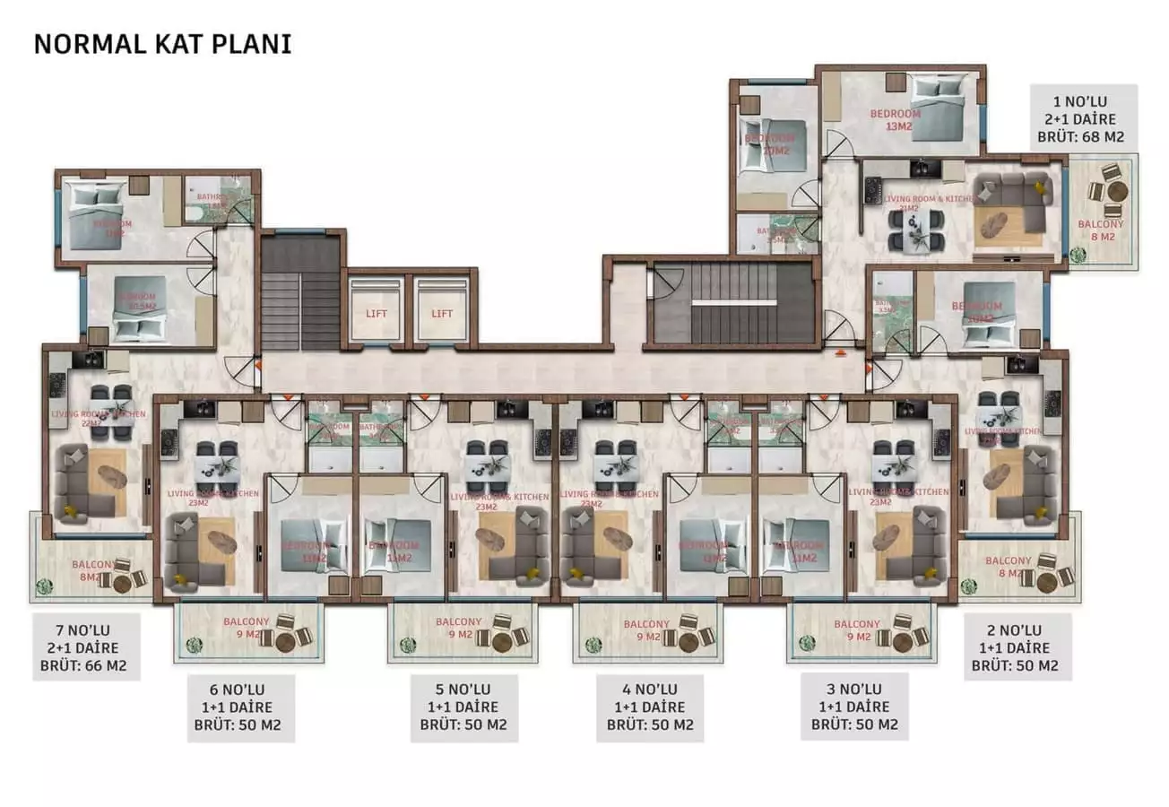 Квартира 50м² в Турции, Демирташ. Стоимостью 125000€ аренда фото-29
