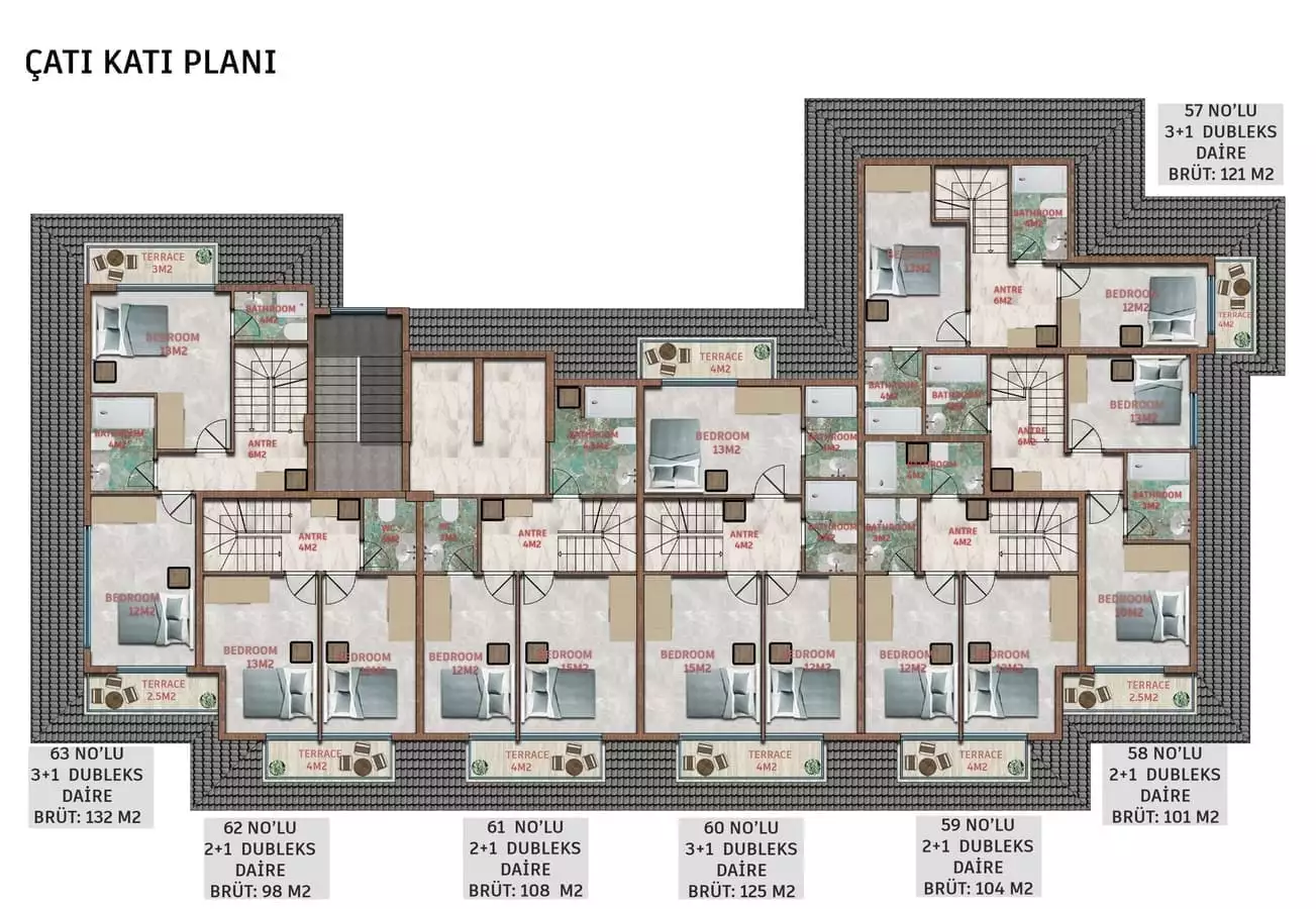 Квартира 50м² в Турции, Демирташ. Стоимостью 125000€ аренда фото-31