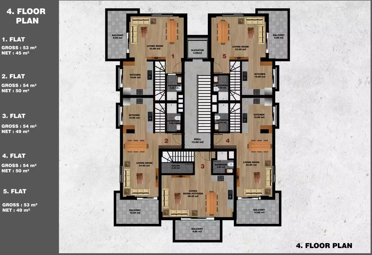Квартира 60м² в Турции, Авсаллар. Стоимостью 88900€ аренда фото-26