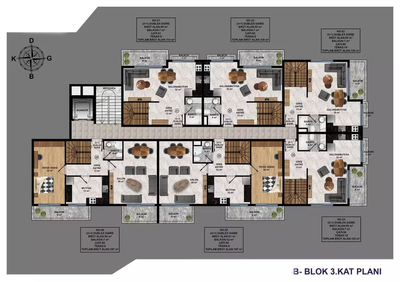 Квартира 57м² в Турции, Конаклы. Стоимостью 93000€ аренда фото-22