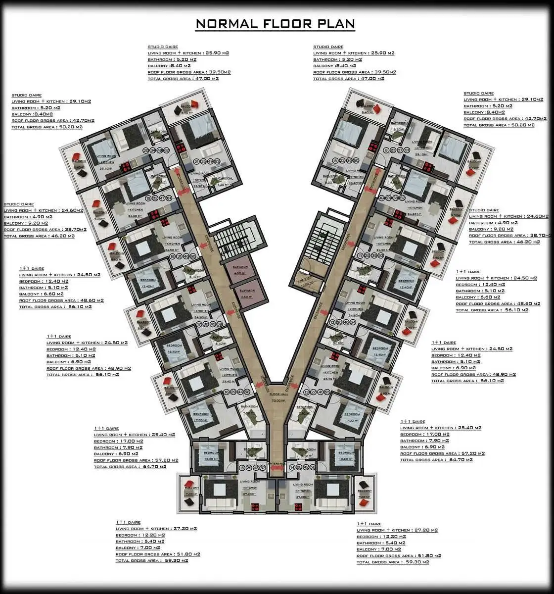 Квартира 46м² в Турции, Махмутлар. Стоимостью 85000€ аренда фото-28