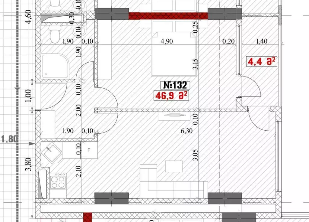 Квартира 51м² в Грузии, Батуми. Стоимостью 43600$ аренда фото-5