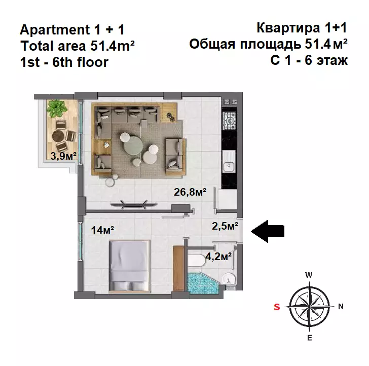 Квартира 51м² в Турции, Махмутлар. Стоимостью 145000€ аренда фото-34