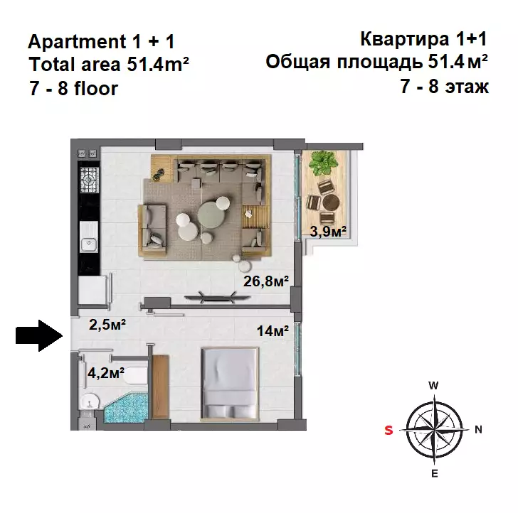 Квартира 51м² в Турции, Махмутлар. Стоимостью 145000€ аренда фото-37