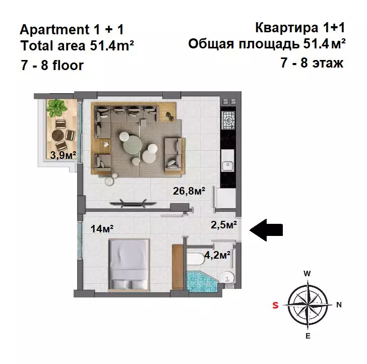Квартира 51м² в Турции, Махмутлар. Стоимостью 145000€ аренда фото-40