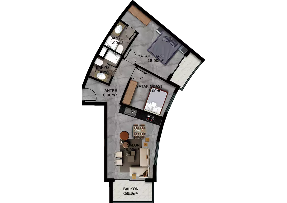 Квартира 53м² в Турции, Махмутлар. Стоимостью 340000€ аренда фото-22