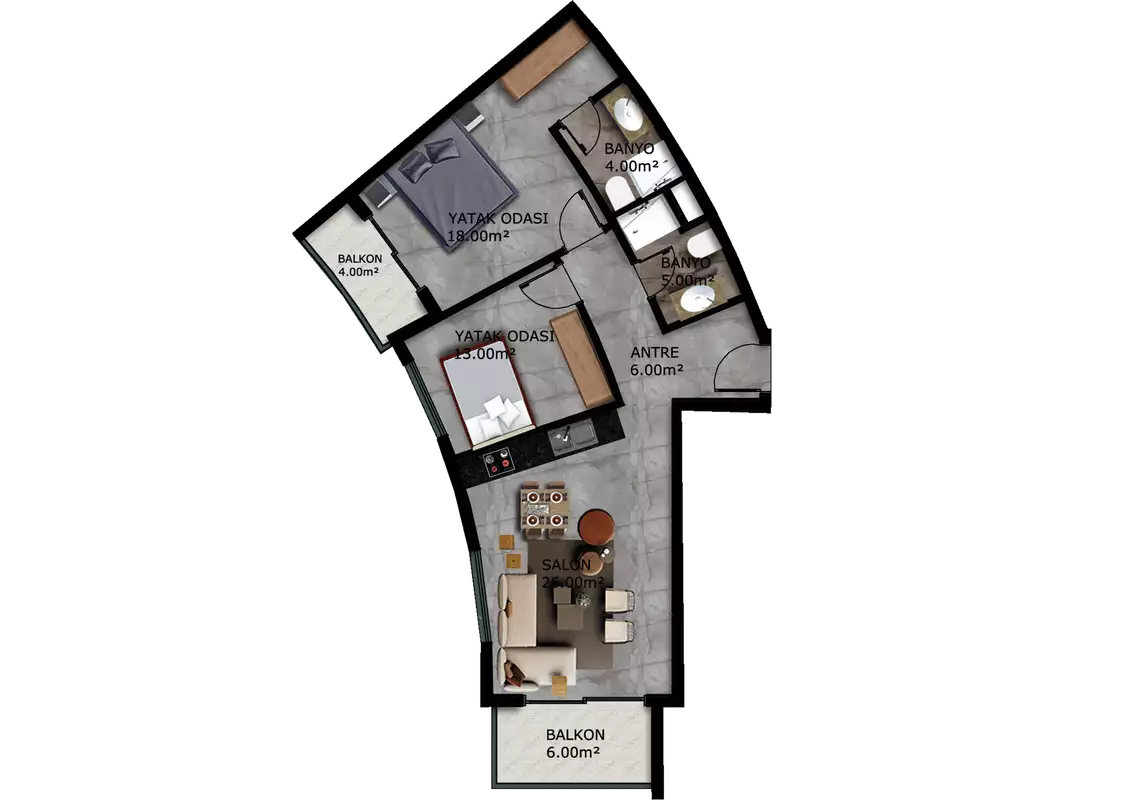 Квартира 53м² в Турции, Махмутлар. Стоимостью 340000€ аренда фото-24