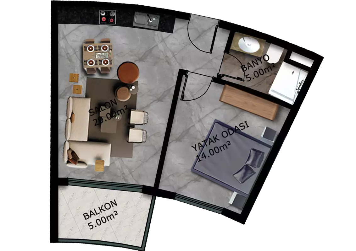 Квартира 53м² в Турции, Махмутлар. Стоимостью 340000€ аренда фото-25