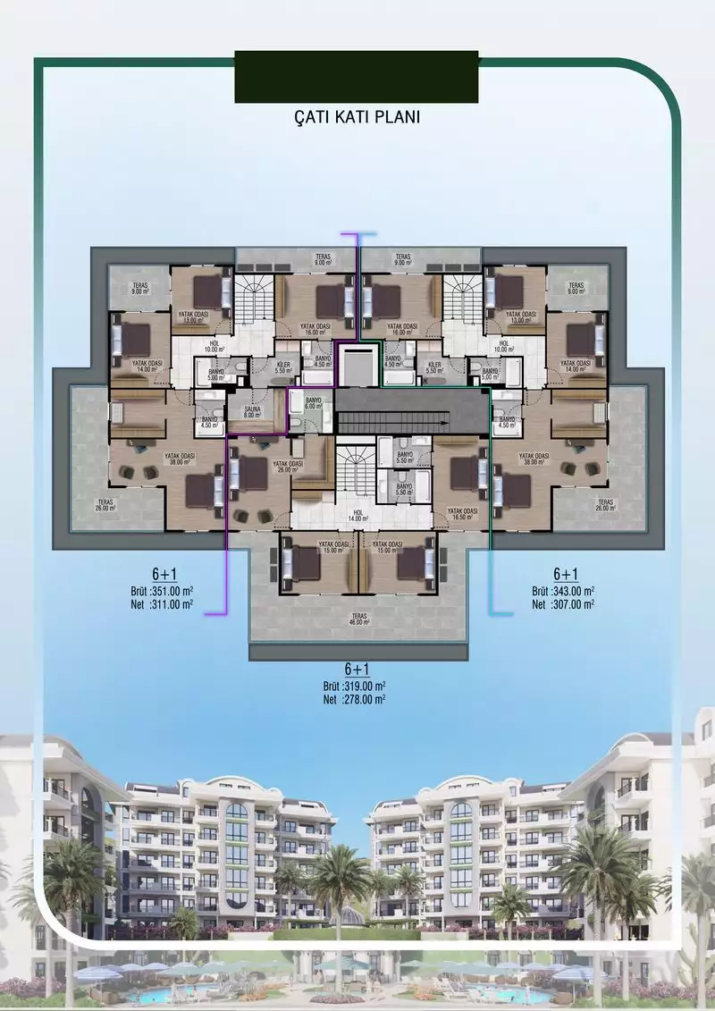 Квартира 170м² в Турции, Джикджилли. Стоимостью 440000€ аренда фото-18