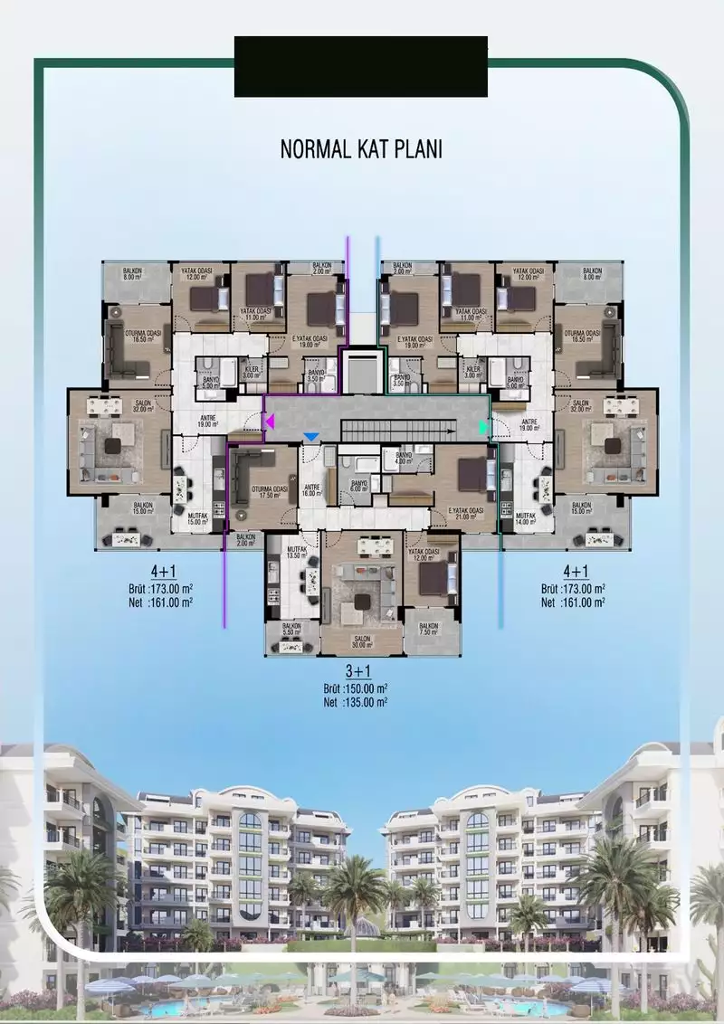 Квартира 170м² в Турции, Джикджилли. Стоимостью 440000€ аренда фото-19