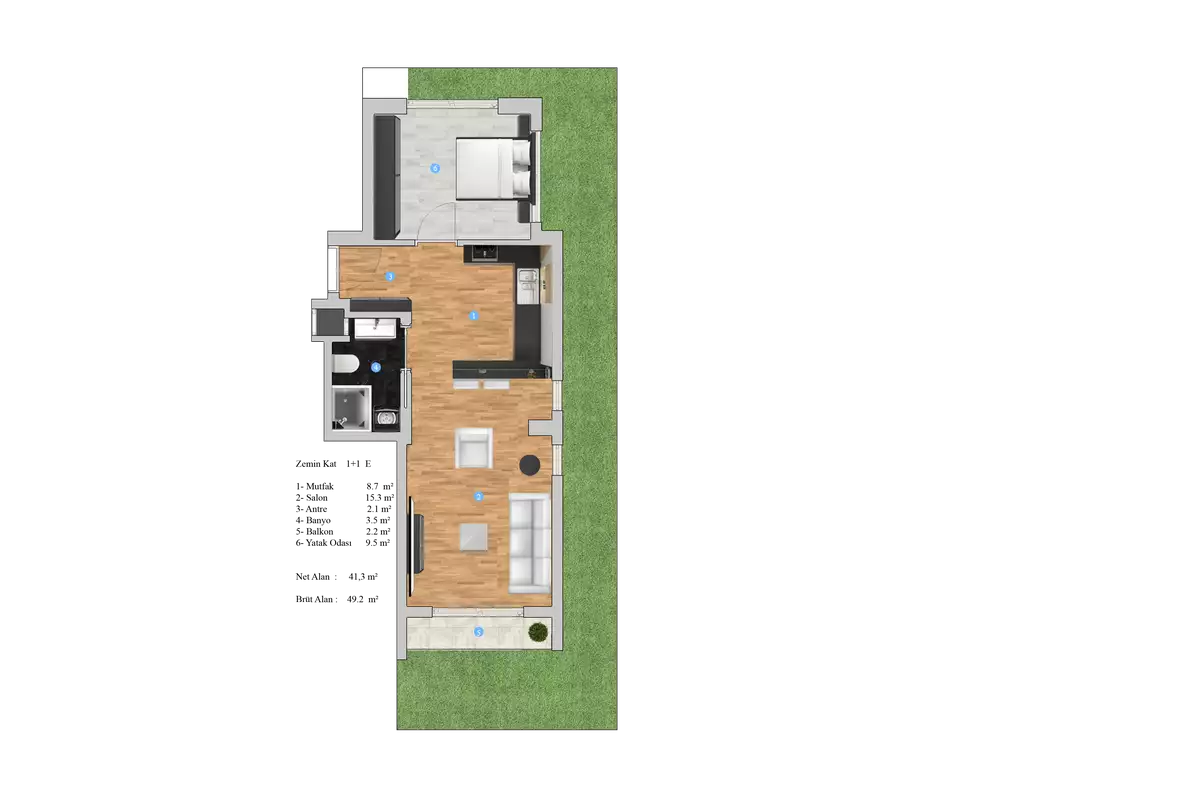 Квартира 49м² в Турции, Газипаша. Стоимостью 74000€ аренда фото-18