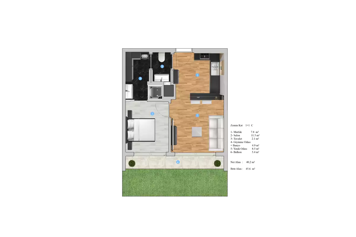 Квартира 49м² в Турции, Газипаша. Стоимостью 74000€ аренда фото-20