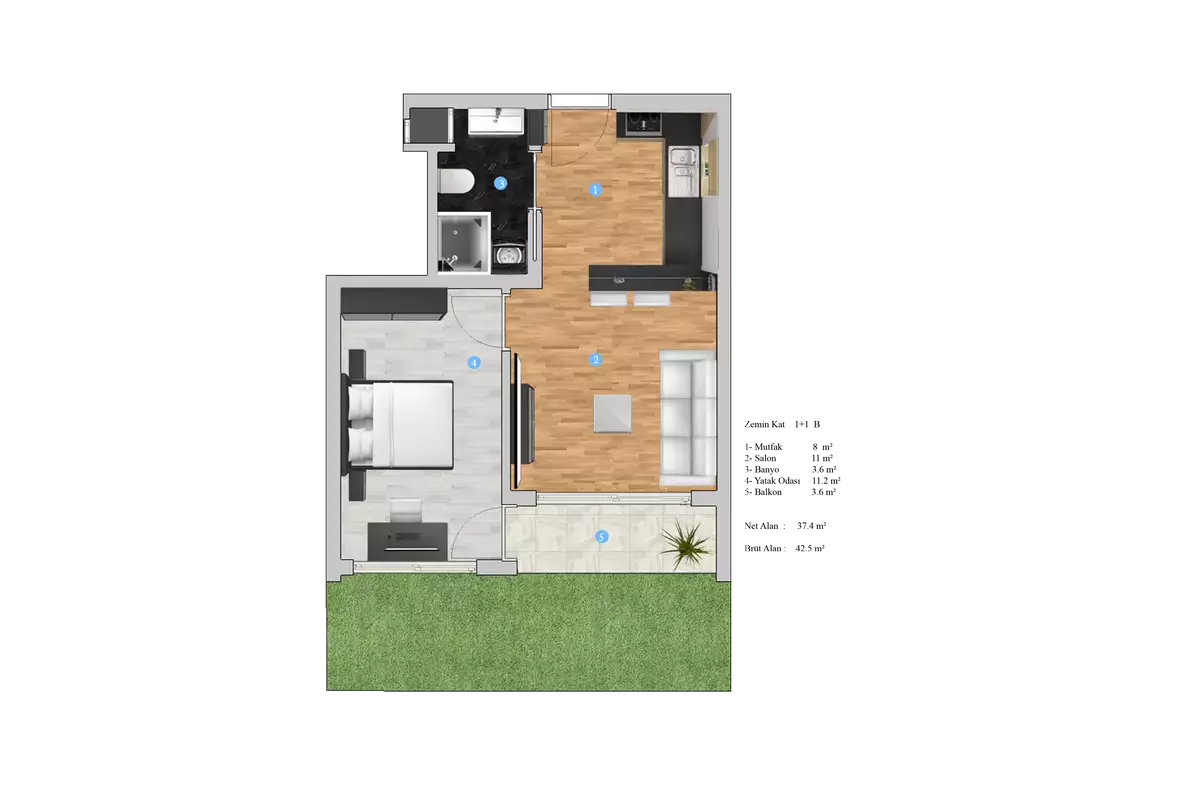 Квартира 49м² в Турции, Газипаша. Стоимостью 74000€ аренда фото-21