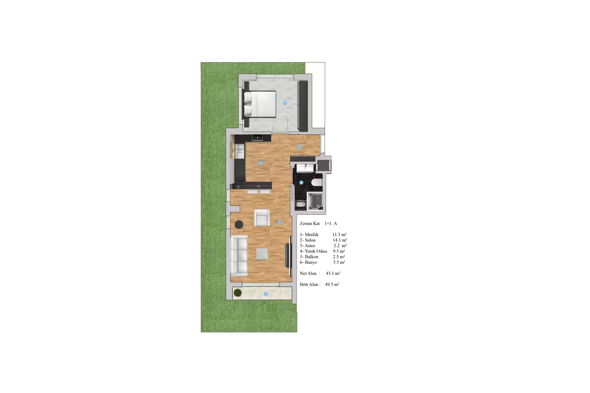 Квартира 49м² в Турции, Газипаша. Стоимостью 74000€ аренда фото-22