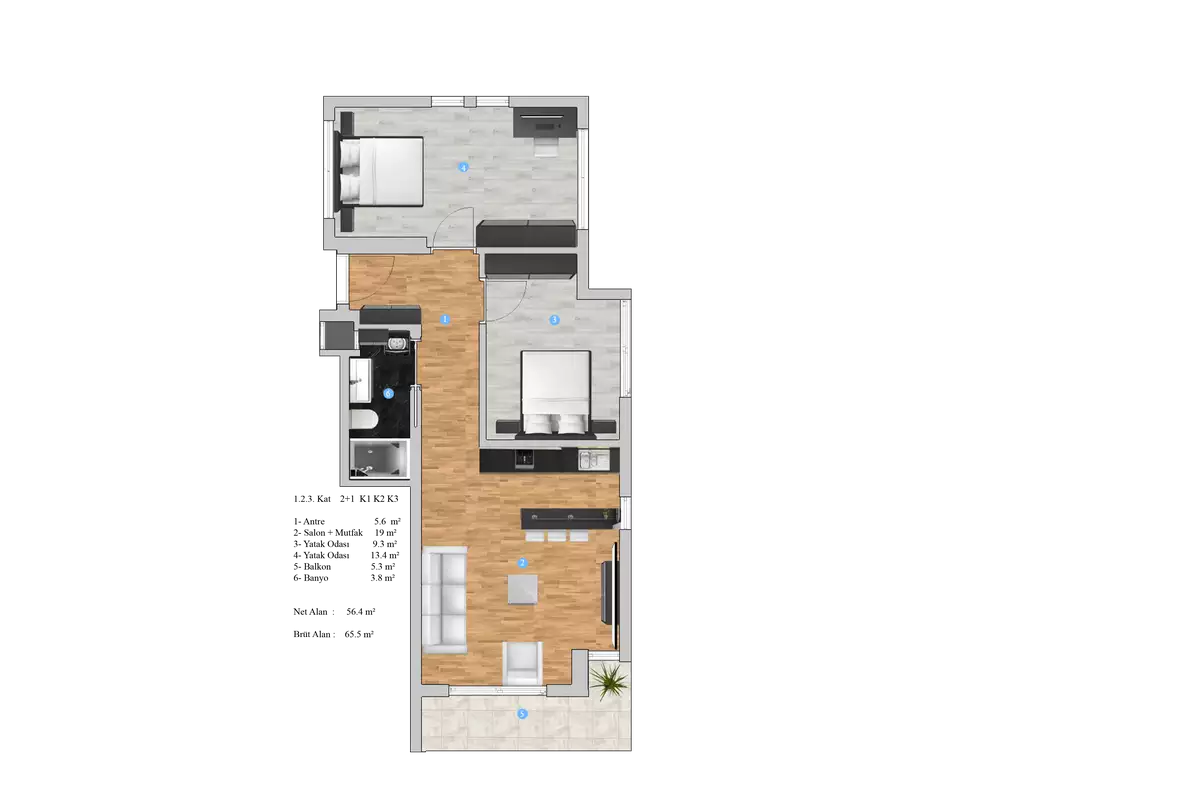 Квартира 49м² в Турции, Газипаша. Стоимостью 74000€ аренда фото-31