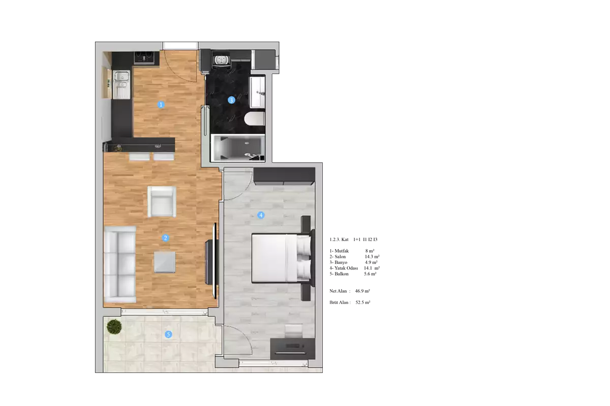 Квартира 49м² в Турции, Газипаша. Стоимостью 74000€ аренда фото-32