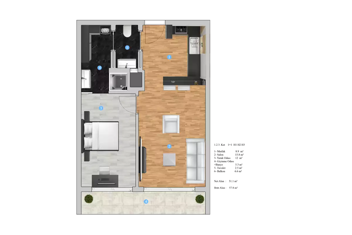 Квартира 49м² в Турции, Газипаша. Стоимостью 74000€ аренда фото-33
