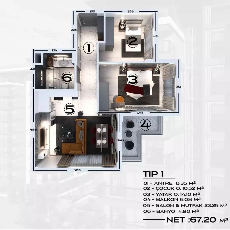 Квартира 71м² в Турции, Авсаллар. Стоимостью 93000€ аренда фото-18